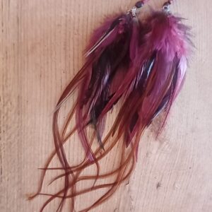 kolczyki z piór Burgundowe