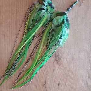 kolczyki z piór Groszkowa zieleń