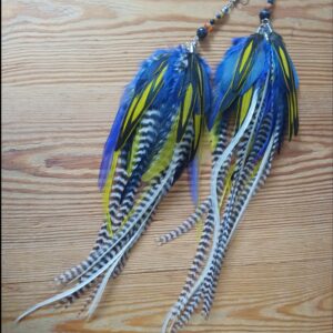kolczyki z piór Koronkowe modraszkowe strzałki