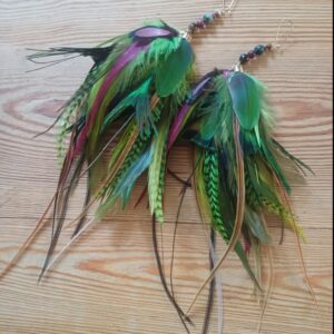 kolczyki z piór Bordowe krople