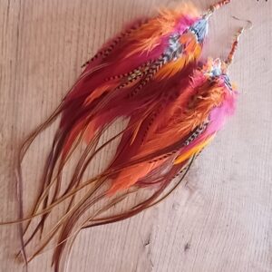 kolczyki z piór Ogniste pomarańcze