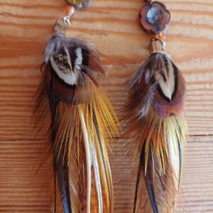 Alternative view of kolczyki z piór Pheasant orange