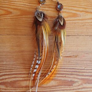 kolczyki z piór Pheasant orange