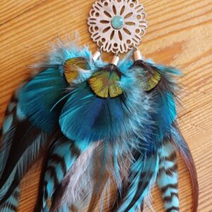 Alternative view of pojedynczy kolczyk z piór Oddech Hathor